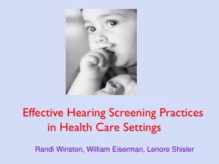 Effective Hearing Screening Practices in Health Care Settings