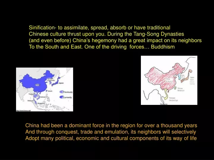 sinification to assimilate spread absorb or have