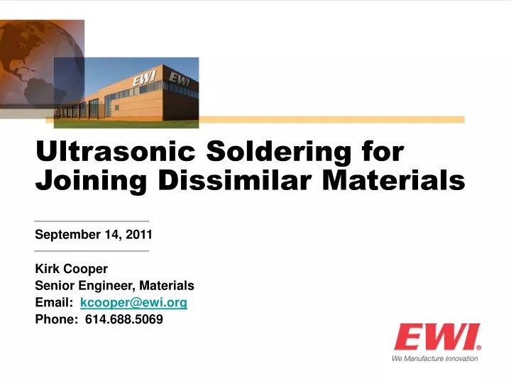 ultrasonic soldering for joining dissimilar