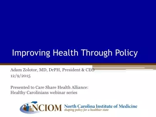 Improving Health Through Policy