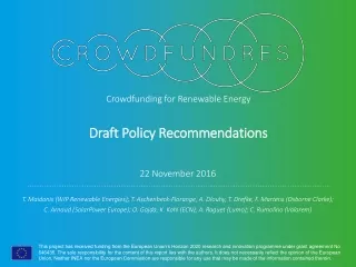 Crowdfunding for Renewable Energy Draft Policy Recommendations