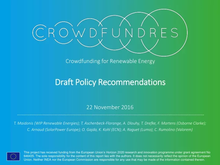 crowdfunding for renewable energy draft policy recommendations