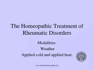 The Homeopathic Treatment of Rheumatic Disorders