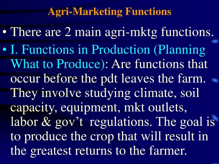 agri marketing functions