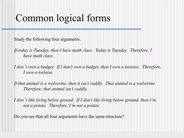 common logical forms