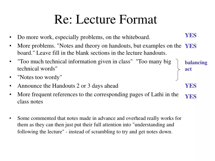 re lecture format