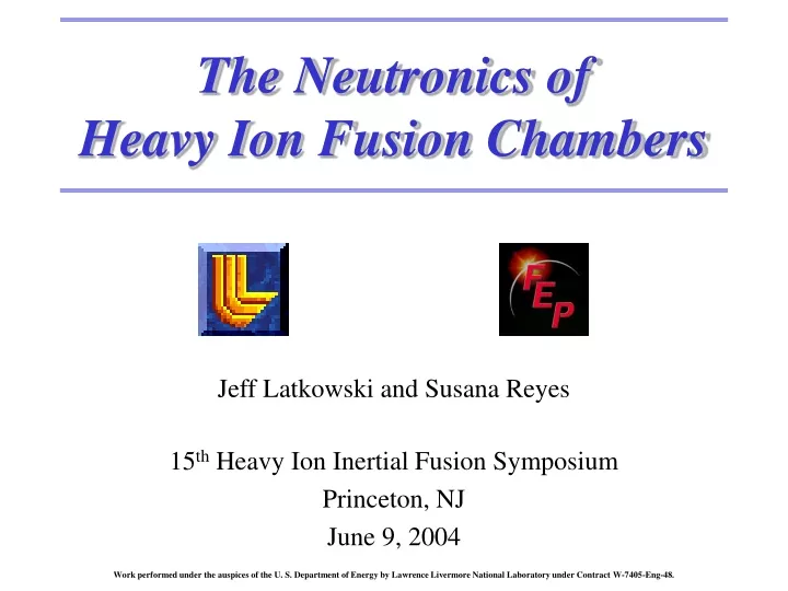 the neutronics of heavy ion fusion chambers