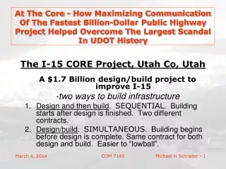 The I-15 CORE Project, Utah Co, Utah