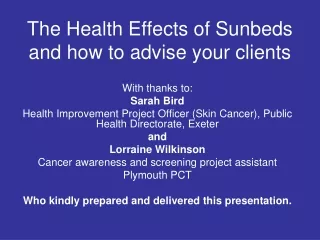 The Health Effects of Sunbeds and how to advise your clients