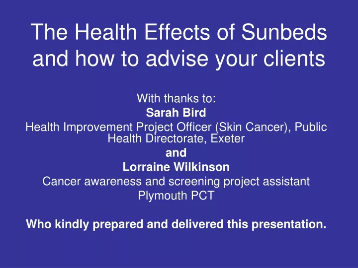 the health effects of sunbeds and how to advise your clients