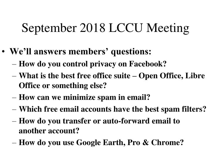 september 2018 lccu meeting