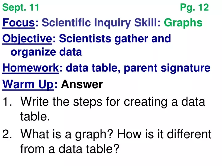 sept 11 pg 12 focus scientific inquiry skill