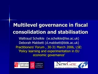 Multilevel governance in fiscal consolidation and stabilisation