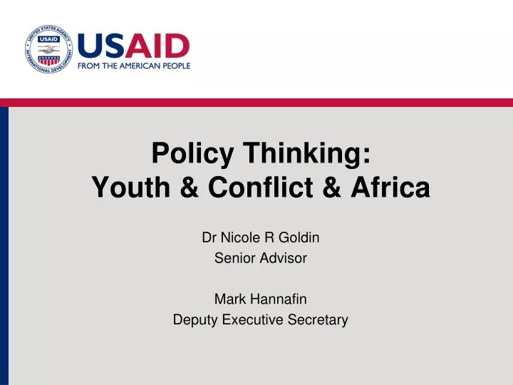 policy thinking youth conflict africa