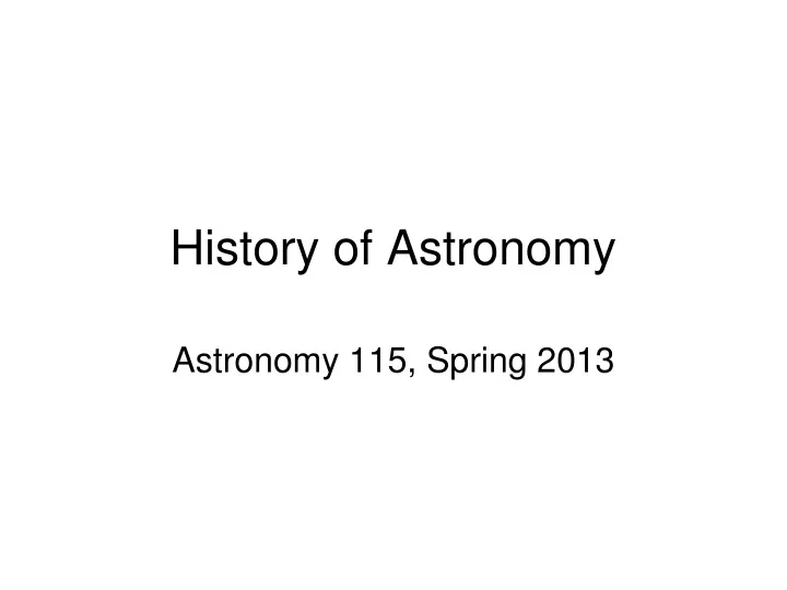 history of astronomy