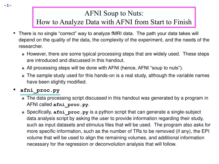 afni soup to nuts how to analyze data with afni from start to finish
