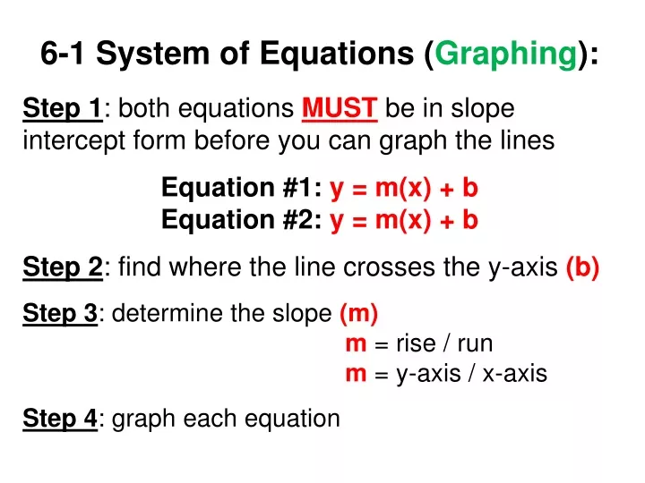 6 1 system of equations graphing step 1 both