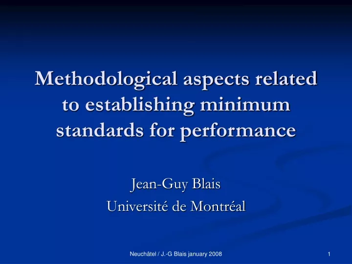 methodological aspects related to establishing minimum standards for performance