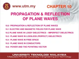 PROPAGATION &amp; REFLECTION OF PLANE WAVES