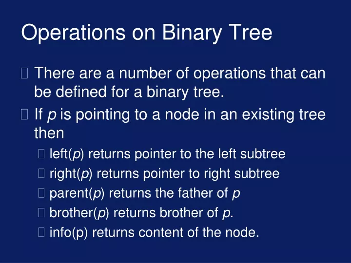 operations on binary tree