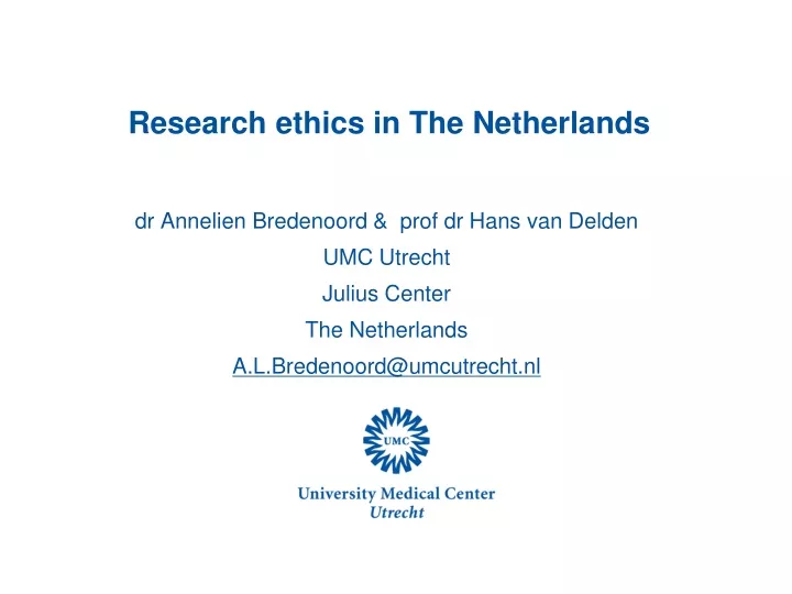 research ethics in the netherlands