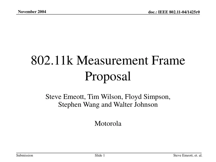 802 11k measurement frame proposal