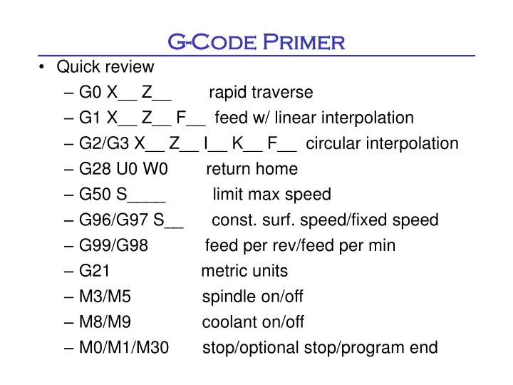 g code primer