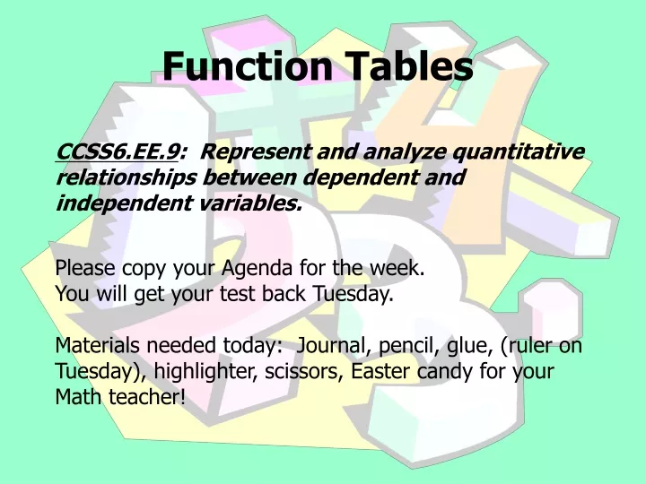 function tables