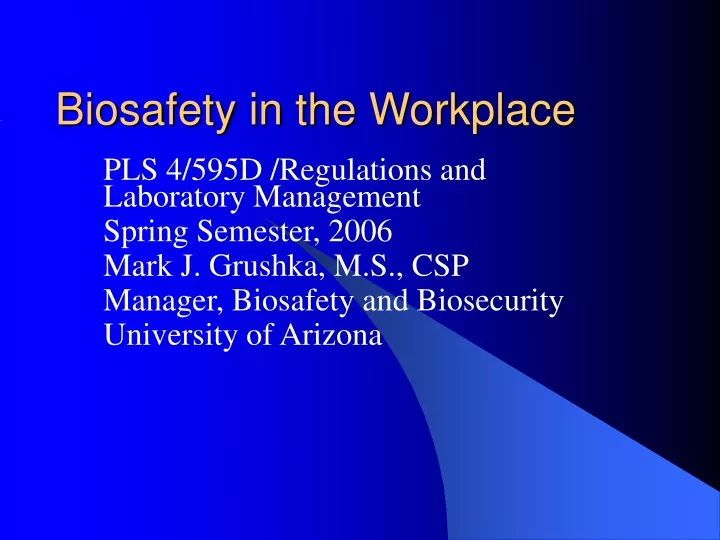 biosafety in the workplace