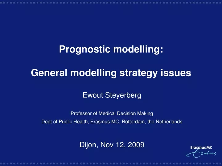 prognostic modelling general modelling strategy issues