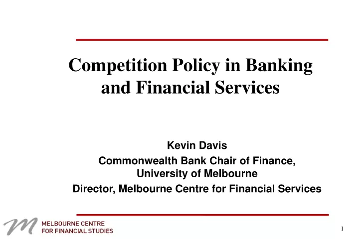 competition policy in banking and financial services