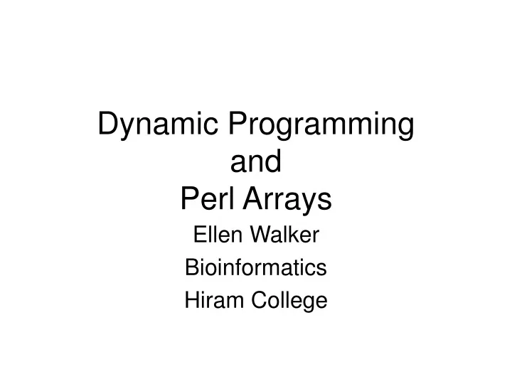 dynamic programming and perl arrays