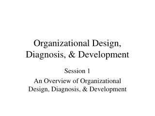 Organizational Design, Diagnosis, &amp; Development