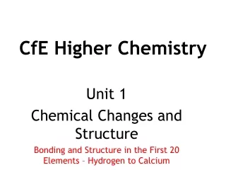 CfE Higher Chemistry