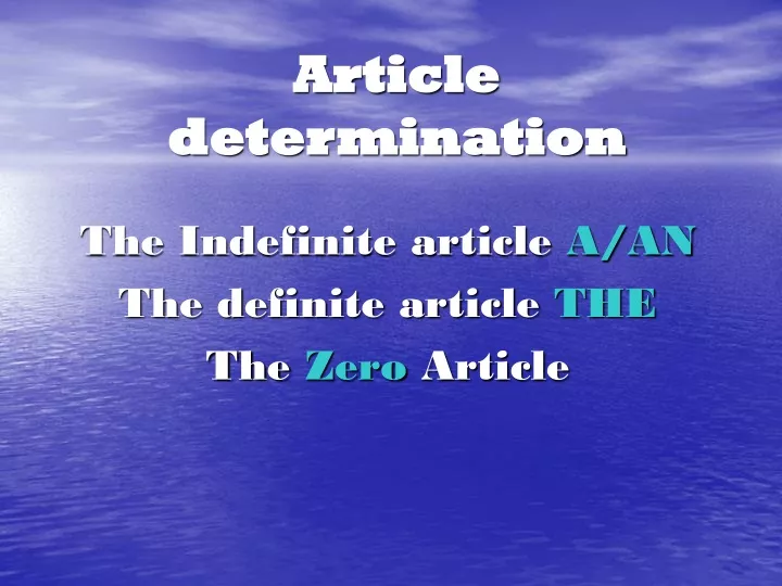article determination