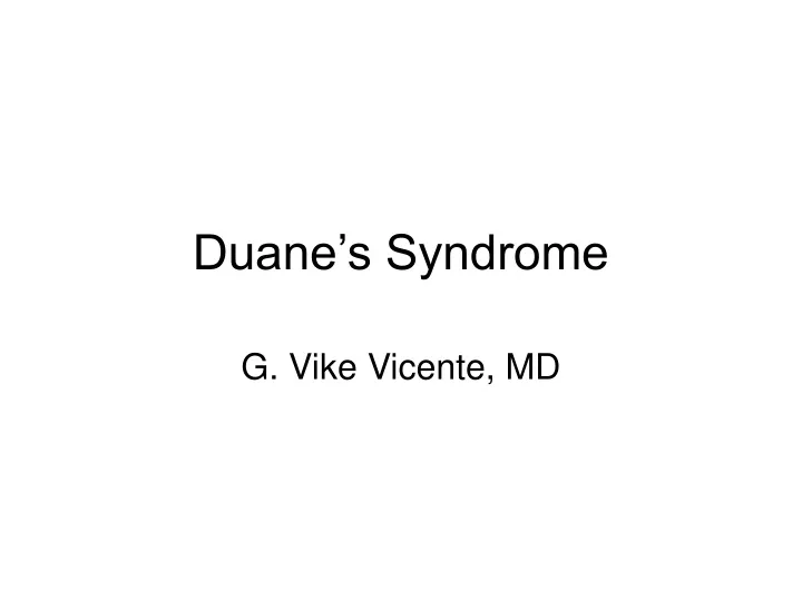 duane s syndrome