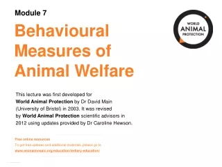 Behavioural Measures of Animal Welfare