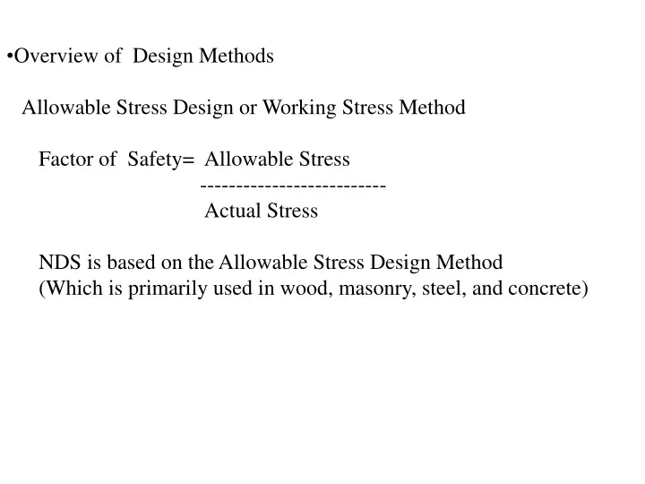 overview of design methods allowable stress