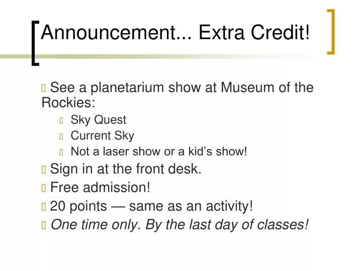 announcement extra credit