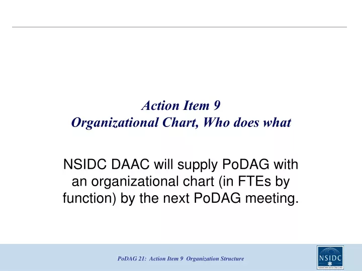 action item 9 organizational chart who does what