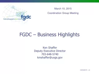FGDC – Business Highlights