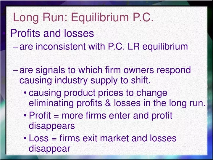 long run equilibrium p c