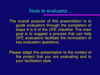 Note to evaluator…