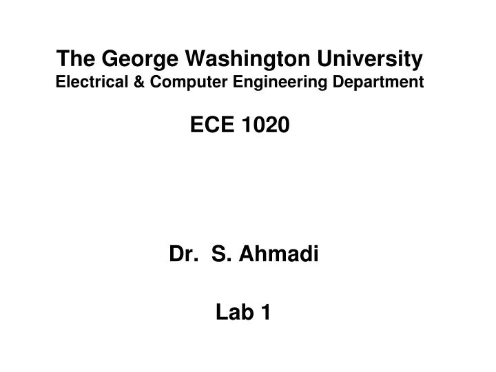 the george washington university electrical computer engineering department ece 1020