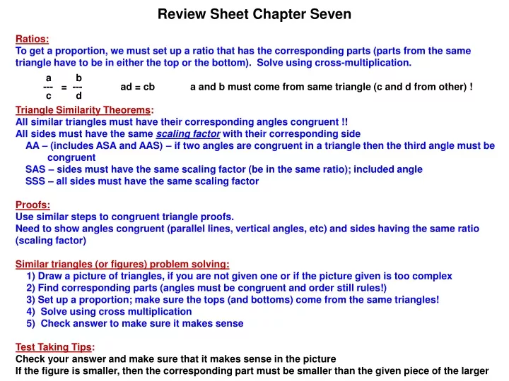review sheet chapter seven