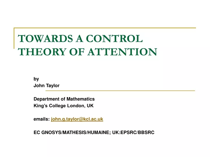 towards a control theory of attention