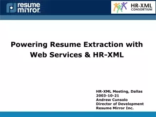 Powering Resume Extraction with Web Services &amp; HR-XML