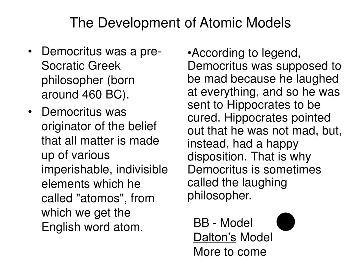 the development of atomic models