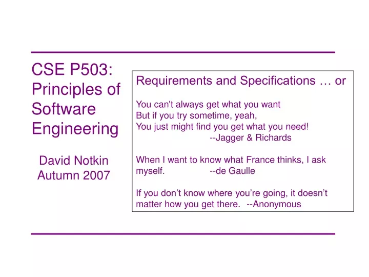cse p503 principles of software engineering