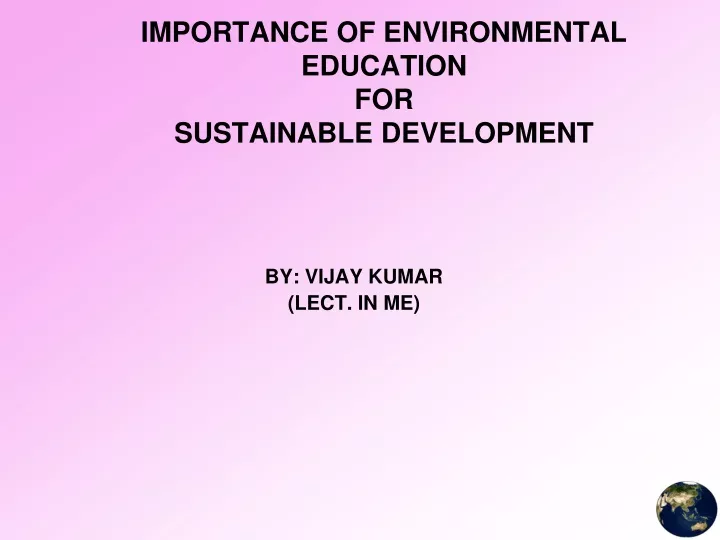 importance of environmental education for sustainable development
